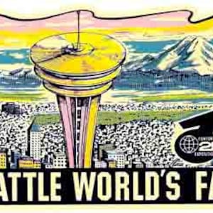 Jahrgang 1960 Stil Seattle WA Washington 1962 Welt Messe Raum Nadel retro Reise Aufkleber Aufkleber Zustand Karte