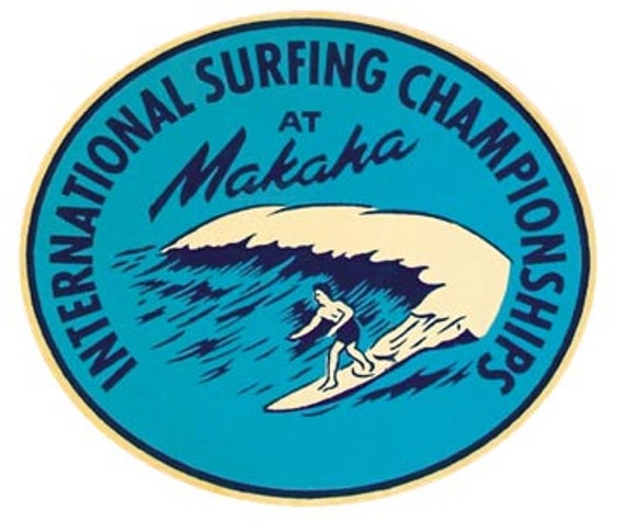 Vintage 1950's Style Hawaii Makaha Surf Contest Surfing Retro