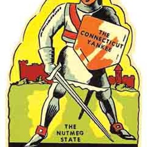 Vintage  1950's style  Connecticut CT  Nutmeg State Yankee       retro  travel decal  sticker state map