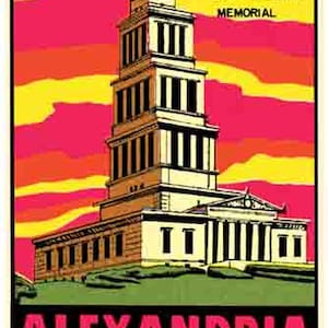 Vintage 1960 Stil Alexandria Virginia VA Washington DC Freimaurer Halle retro Reise Aufkleber Aufkleber Zustand Karte