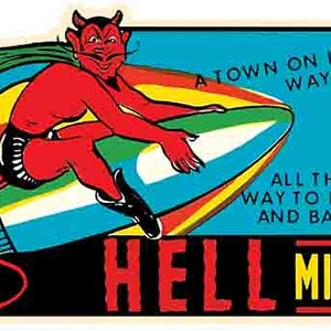 Vintage 1950 stile Hell MI Michigan retrò viaggio decalcomania adesiva stato mappa