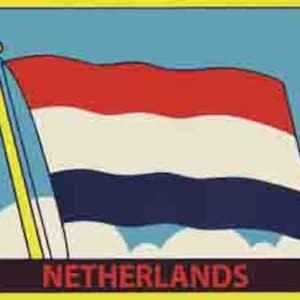 vintage années 1950 style Pays-Bas Amsterdam drapeau rétro Voyage décalque montagnes autocollantcarte carte de l'état