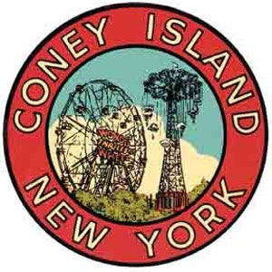 Vintage 50er Jahre Stil Coney Island NY New York Steeplechase Vergnügungspark Retro Reise Aufkleber Aufkleber Zustand Karte