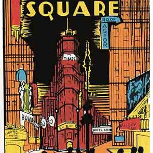 Vintage 1950 Stil Times Square NYC New York City NY Manhattan Silvester retro Reise Aufkleber Aufkleber Zustand Karte