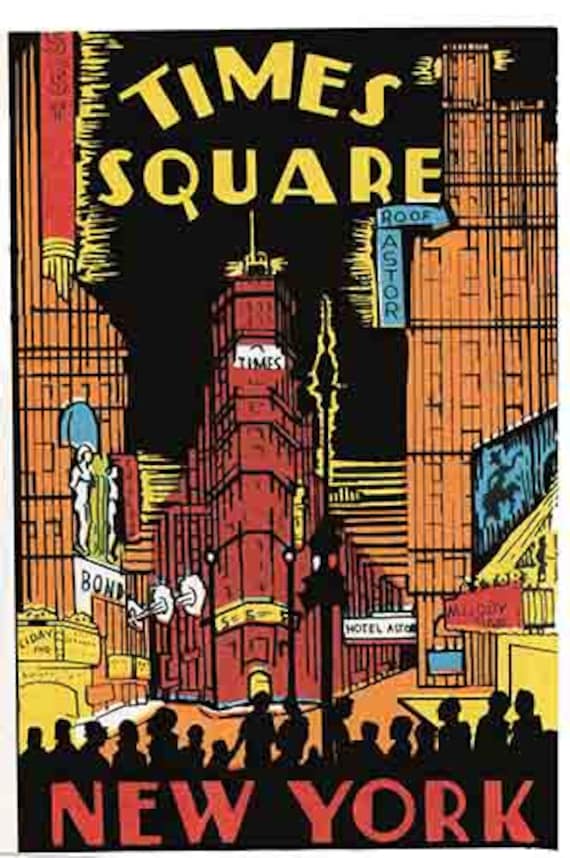 Vintage 1950's Style Times Square NYC New York City NY