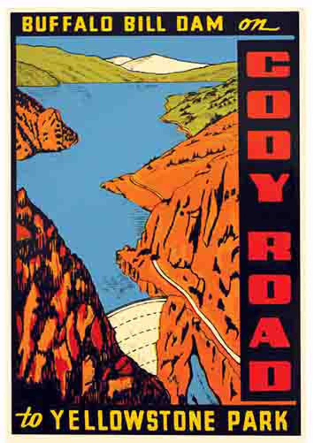 Vintage 1950's Style Cody Road Yellowstone National Park Etsy