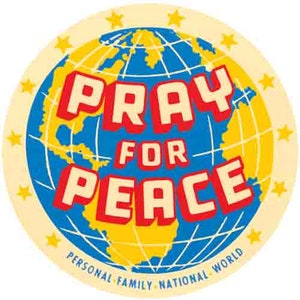 Vintage 50er Jahre Stil Pray For Peace Retro Reise Aufkleber Aufkleber Zustand Karte