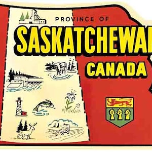 Vintage 1960's Style Saskatchewan Canada Retro Reise Aufkleber Aufkleber Zustand