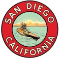 Vintage  1950's style       CA  California   San Diego  sub base  military  Navy   retro  travel decal  sticker state map