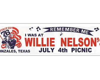 Vintage  1970's style  Willie Nelson 4th Of July Picnic Concert   Texas  retro  travel decal bumper  sticker