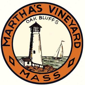 Vintage 1950 der Stil Marthas Vineyard MA Massachusetts Cape Cod Retro Reise Aufkleber Aufkleber Zustandkarte
