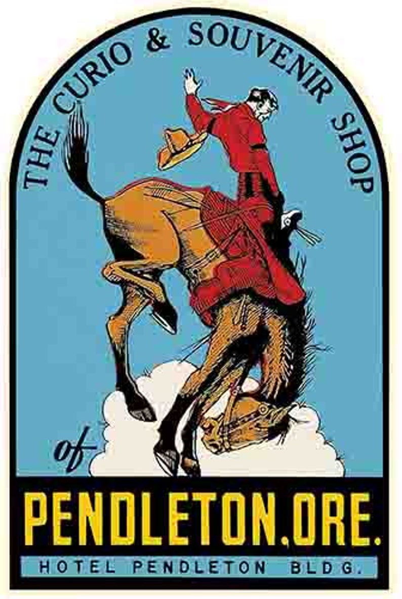 Pendleton Rodeo Sticker Vintage 1950's Style Pendleton Oregon OR Retro Travel Decal Sticker ...