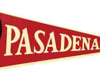 Vintage 1960 estilo California Pasadena Rose Bowl banderinretro retro viaje etiqueta etiqueta engomada mapa del estado