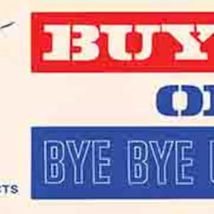 Vintage 1970's style Buy US American Or Bye Bye To Jobs calcomanía de viaje retro mapa del estado