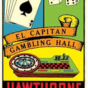 Vintage  1950's style  Hawthorne  NV  Nevada  casino  retro  travel decal  sticker state map