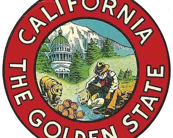 Vintage 1960er Jahre Stil Kalifornien The Golden State Retro Reise Aufkleber Aufkleber Zustand Karte