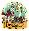 Vintage  1950's style  Disneyland  Disney Land  California  retro  travel decal  sticker state map