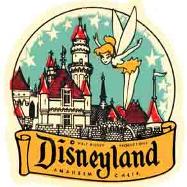 Vintage  1950's style  Disneyland  Disney Land  California  retro  travel decal  sticker state map