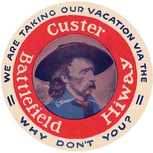 Vintage  1950&#39;s style Custer Battlefield Highway Iowa IA roadtrip retro  travel decal  sticker