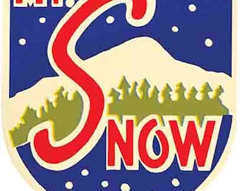 Vintage  1950's style  Mt. Snow VT Vermont snow skiing    retro  travel decal  sticker