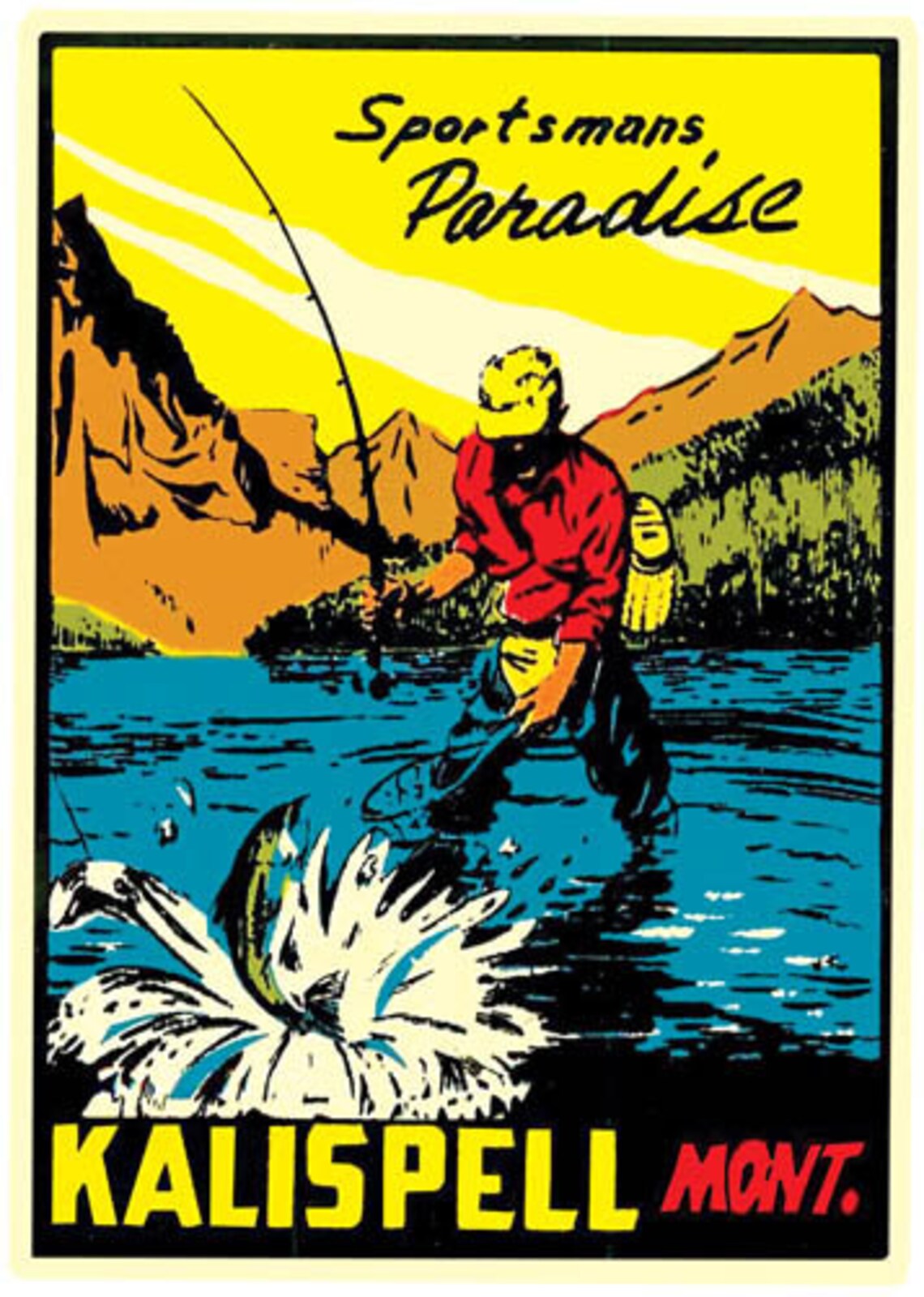 Vintage 1950's Style Kalispell Montana MT Fly Fishing Etsy