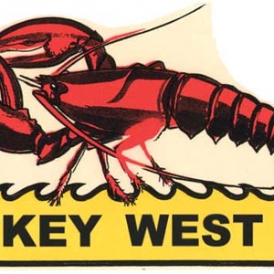 Vintage 1950 's stijl Florida Keys Key West kreeft Largo Marathon Islamorada retro reizen decal sticker staat kaart