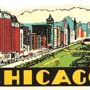 Vintage des années 1950 style Chicago IL Illinois rétro voyage Sticker autocollant État carte