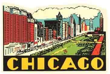 Vintage  1950's style  Chicago IL  Illinois        retro  travel decal  sticker state map