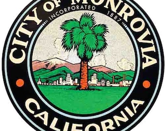 Vintage 1950er Jahre Style Monrovia CA California retro Reiseaufkleber Aufkleber Zustand Karte
