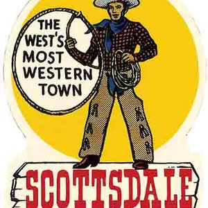 Vintage  1960&#39;s style  Scottsdale AZ  Arizona retro  travel decal  sticker state map