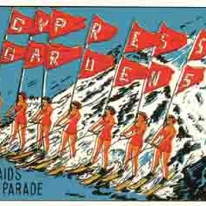 Vintage 1950 Stil Florida Cypress Gardens Wasserski Aquamaids retro Reise Aufkleber Aufkleber Zustand Karte