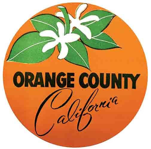 Vintage 1950's Style Orange County CA California Retro Reise Aufkleber Aufkleber Zustand Karte