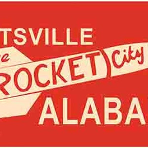 Vintage-Stil der 1950er Jahre Huntsville AL Alabama NASA Space Center Retro Reise-Abziehbild-Aufkleber Zustandskarte