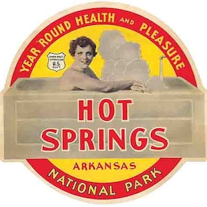 Style vintage des années 1950 Hot Springs AR Arkansas autocollant de voyage rétro carte de l'état