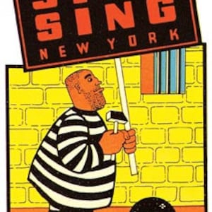 Vintage  1950's style  Sing Sing Prison  NY New York     retro  travel decal  sticker state map