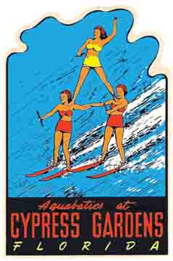 Vintage 1950's Style Florida Cypress Gardens Water Skiing Girls