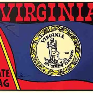 Style vintage des années 60, drapeau de l'État de Virginie, voyage rétro, carte de l'état