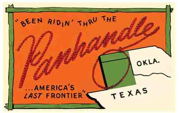 Texas Oklahoma Panhandle Map Vintage 1950'S Style Texas Oklahoma Panhandle Tx Ok Retro | Etsy Australia