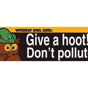 Vintage  1970's style  Give A Hoot  Woodsy environmental don't pollute    retro  travel decal  bumper sticker