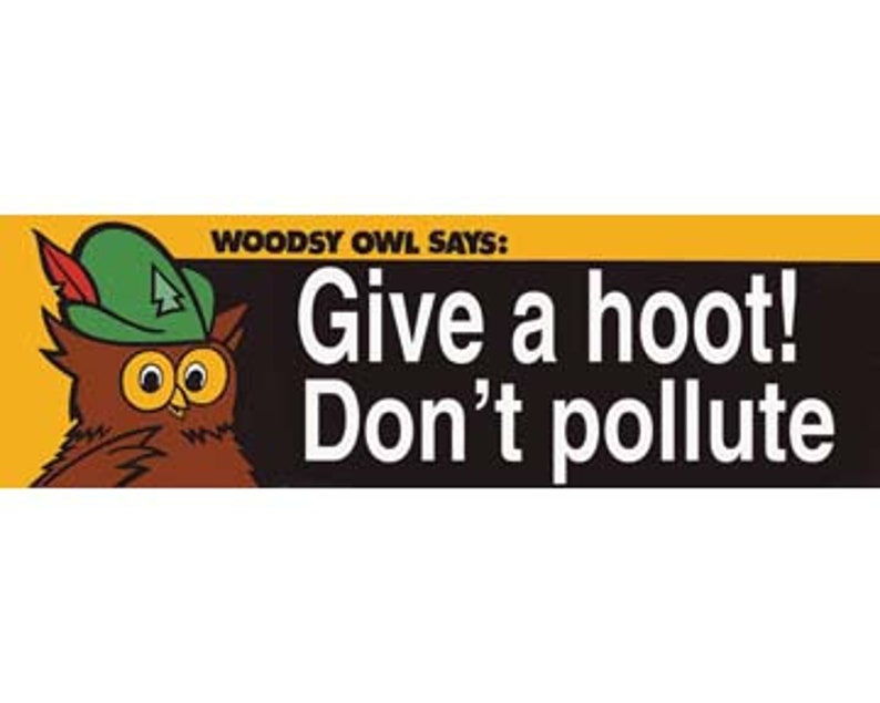 Vintage  1970's style  Give A Hoot  Woodsy environmental don't pollute    retro  travel decal  bumper sticker