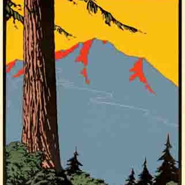 Vintage  1950's style  Mount Mt. Tamalpais San Francisco  CA  California   retro  travel decal  sticker state map