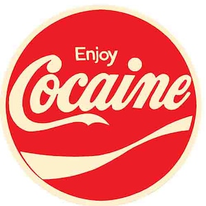 Vintage 1980-talsstil njuter av kokain roligt skämt satir retro resedekal klistermärke