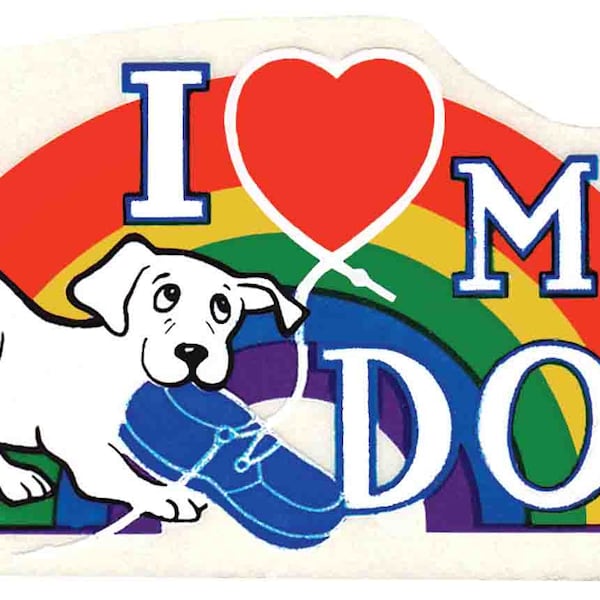 Vintage  1970's style  I Love My Dog     retro  travel decal  sticker state map