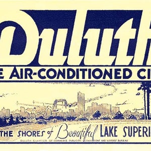 Style vintage des années 1950 Duluth MN Minnesota voyage rétro sticker autocollant carte de l'état