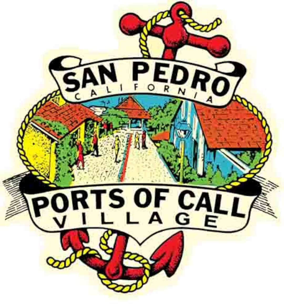 Vintage 1950's Style San Pedro CA California Retro Travel Decal