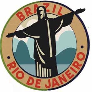Vintage 1950 estilo Río De Janeiro Brasil Brasil retro viaje calcomanía etiqueta engomada mapa del estado