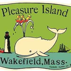 Vintage Stil der 1950er Jahre Wakefield MA Massachusetts Pleasure Island Retro Reise Aufkleber Aufkleber Zustand Karte