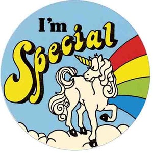 Vintage 1970er Jahre Stil I'm Special Einhorn Regenbogen Retro Reise Aufkleber Aufkleber Zustand Karte