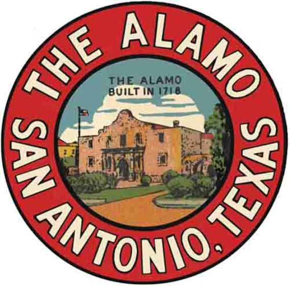 Viajes A San Antonio Texas Pegatina De Viaje Retro De El Álamo