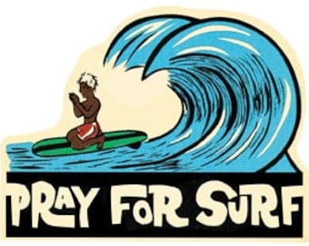Vintage  1950's style  Pray For Surf  Surfing Surfer      retro  travel decal  sticker